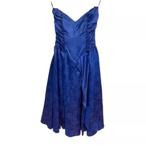 Vintage 80s Jessica McClintock For Gunne Sax Prom Dress Sz 5 Strapless Blue F2